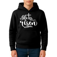 He Is Risen Matthew 28:6 Easter Cross Kids Hoodie