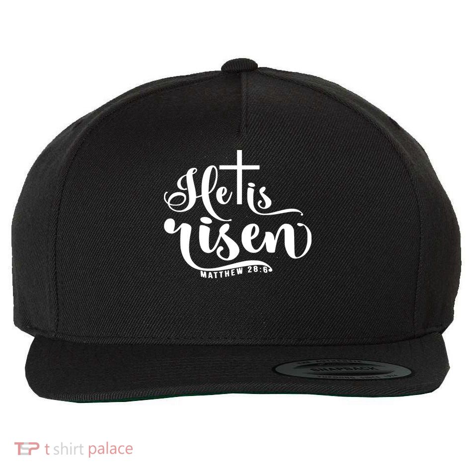 He Is Risen Matthew 28:6 Easter Cross Wool Snapback Cap
