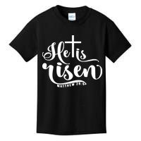 He Is Risen Matthew 28:6 Easter Cross Kids T-Shirt