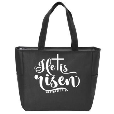He Is Risen Matthew 28:6 Easter Cross Zip Tote Bag