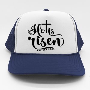 He Is Risen Matthew 28:6 Easter Cross Trucker Hat