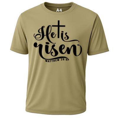 He Is Risen Matthew 28:6 Easter Cross Cooling Performance Crew T-Shirt