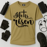 He Is Risen Matthew 28:6 Easter Cross Performance Shirt