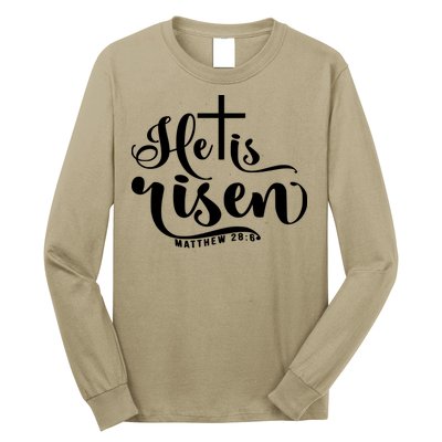 He Is Risen Matthew 28:6 Easter Cross Long Sleeve Shirt