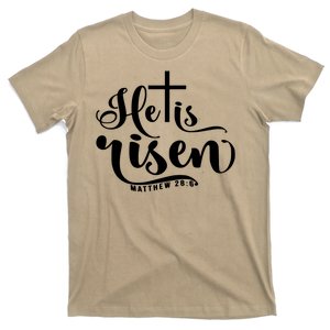 He Is Risen Matthew 28:6 Easter Cross T-Shirt