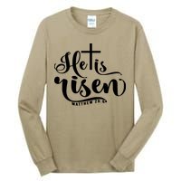 He Is Risen Matthew 28:6 Easter Cross Tall Long Sleeve T-Shirt