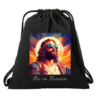 He Is Rizzin Jesus Is Rizzen Drawstring Bag