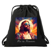 He Is Rizzin Jesus Is Rizzen Drawstring Bag