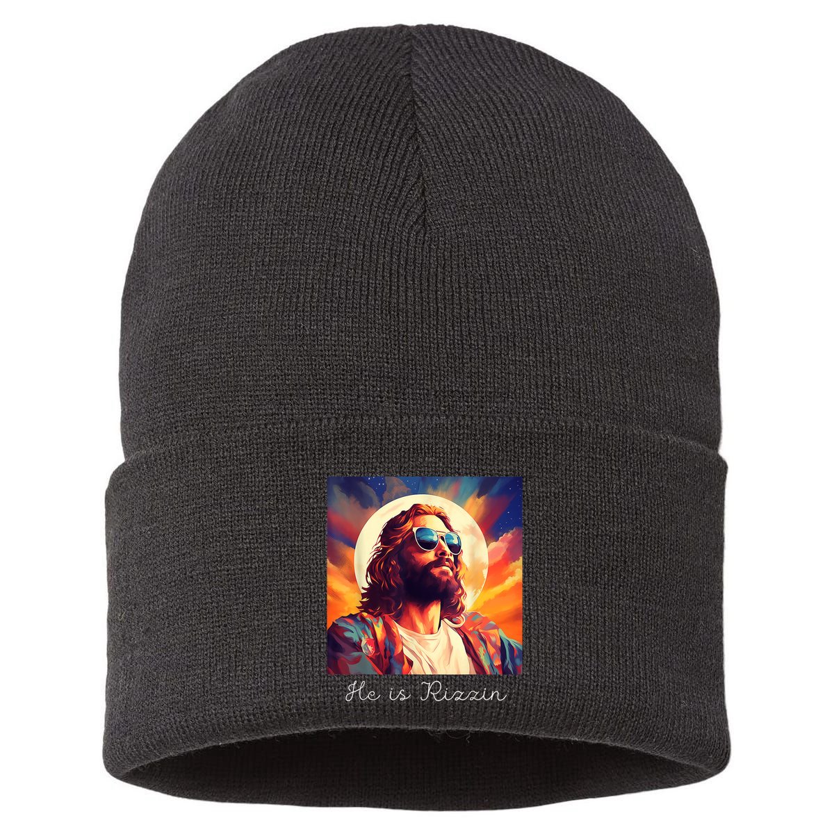 He Is Rizzin Jesus Is Rizzen Sustainable Knit Beanie