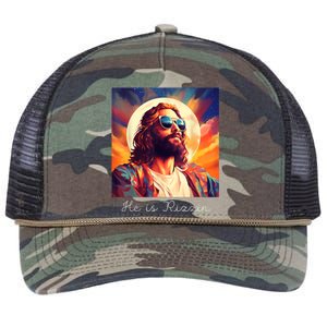 He Is Rizzin Jesus Is Rizzen Retro Rope Trucker Hat Cap