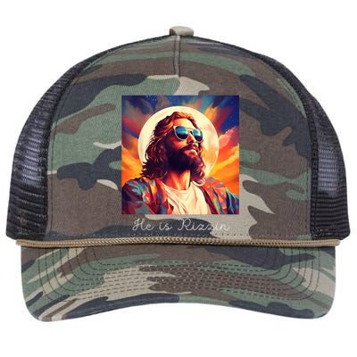 He Is Rizzin Jesus Is Rizzen Retro Rope Trucker Hat Cap