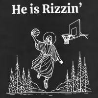 He Is Rizzin Funny Basketball Retro Christian Religious 7 Panel Mesh Trucker Snapback Hat