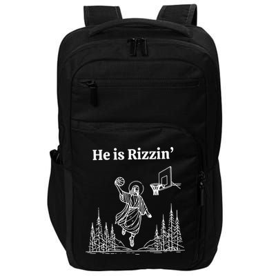 He Is Rizzin Funny Basketball Retro Christian Religious Impact Tech Backpack