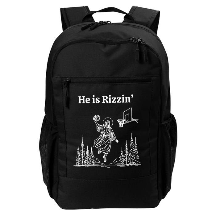 He Is Rizzin Funny Basketball Retro Christian Religious Backpack