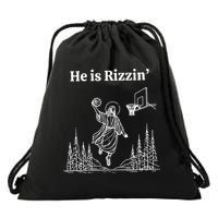 He Is Rizzin Funny Basketball Retro Christian Religious Drawstring Bag