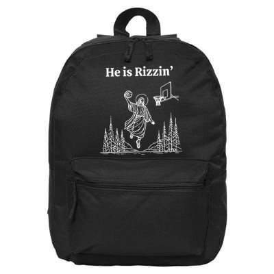 He Is Rizzin Funny Basketball Retro Christian Religious 16 in Basic Backpack