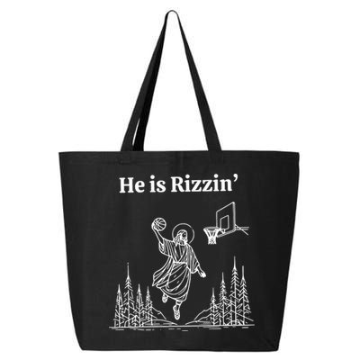 He Is Rizzin Funny Basketball Retro Christian Religious 25L Jumbo Tote