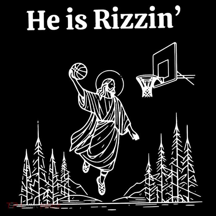 He Is Rizzin Funny Basketball Retro Christian Religious Zip Tote Bag