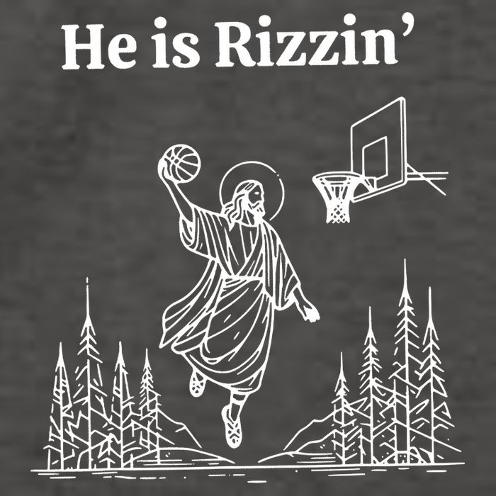 He Is Rizzin Funny Basketball Retro Christian Religious Vector Backpack