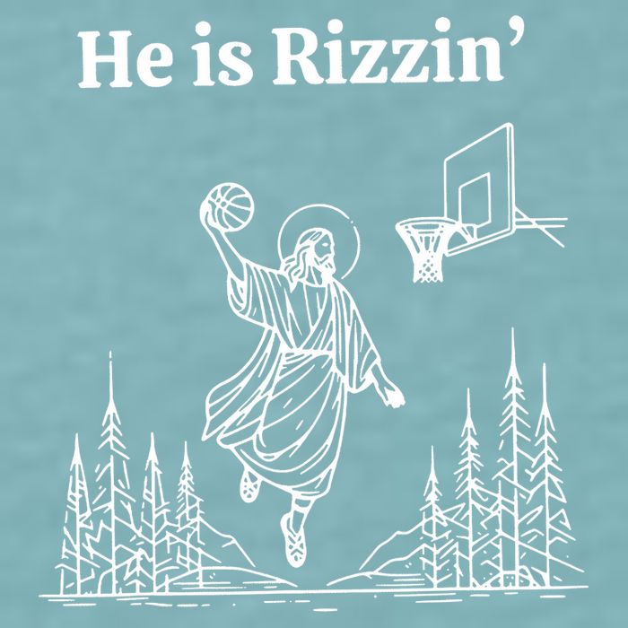 He Is Rizzin Funny Basketball Retro Christian Religious Sueded Cloud Jersey T-Shirt