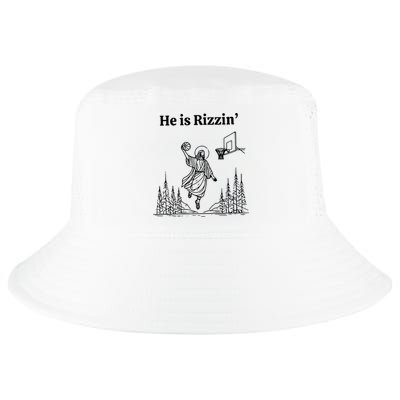 He Is Rizzin Funny Basketball Retro Christian Religious Cool Comfort Performance Bucket Hat