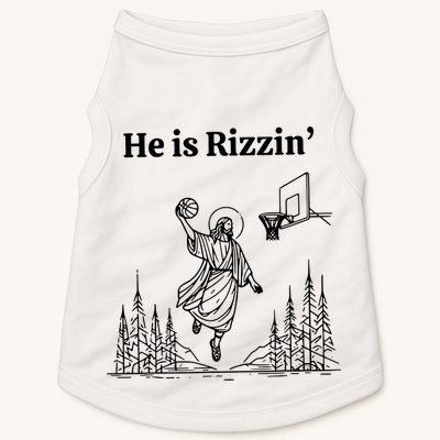 He Is Rizzin Funny Basketball Retro Christian Religious Doggie Tank