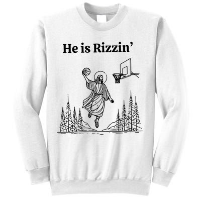 He Is Rizzin Funny Basketball Retro Christian Religious Sweatshirt
