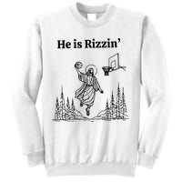 He Is Rizzin Funny Basketball Retro Christian Religious Sweatshirt