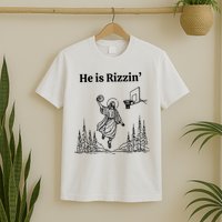 He Is Rizzin Funny Basketball Retro Christian Religious T-Shirt