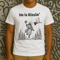 He Is Rizzin Funny Basketball Retro Christian Religious T-Shirt