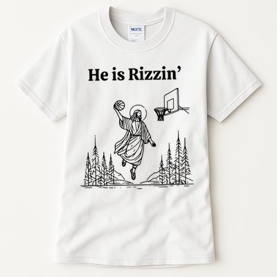 He Is Rizzin Funny Basketball Retro Christian Religious Tall T-Shirt