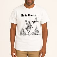 He Is Rizzin Funny Basketball Retro Christian Religious Tall T-Shirt