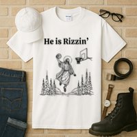 He Is Rizzin Funny Basketball Retro Christian Religious Tall T-Shirt