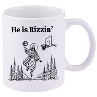 He Is Rizzin Funny Basketball Retro Christian Religious 11oz C Handle Ceramic Mug