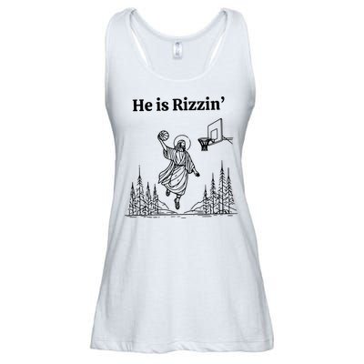 He Is Rizzin Funny Basketball Retro Christian Religious Ladies Essential Flowy Tank