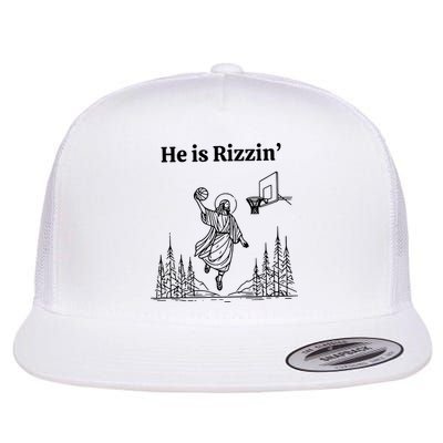 He Is Rizzin Funny Basketball Retro Christian Religious Flatbill Hat