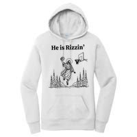 He Is Rizzin Funny Basketball Retro Christian Religious Women's Pullover Hoodie