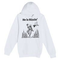He Is Rizzin Funny Basketball Retro Christian Religious Premium Pullover Hoodie