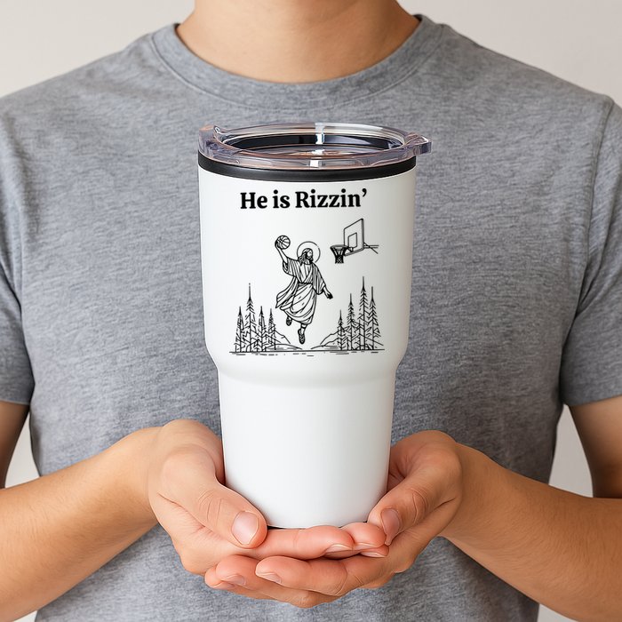 He Is Rizzin Funny Basketball Retro Christian Religious Tumbler