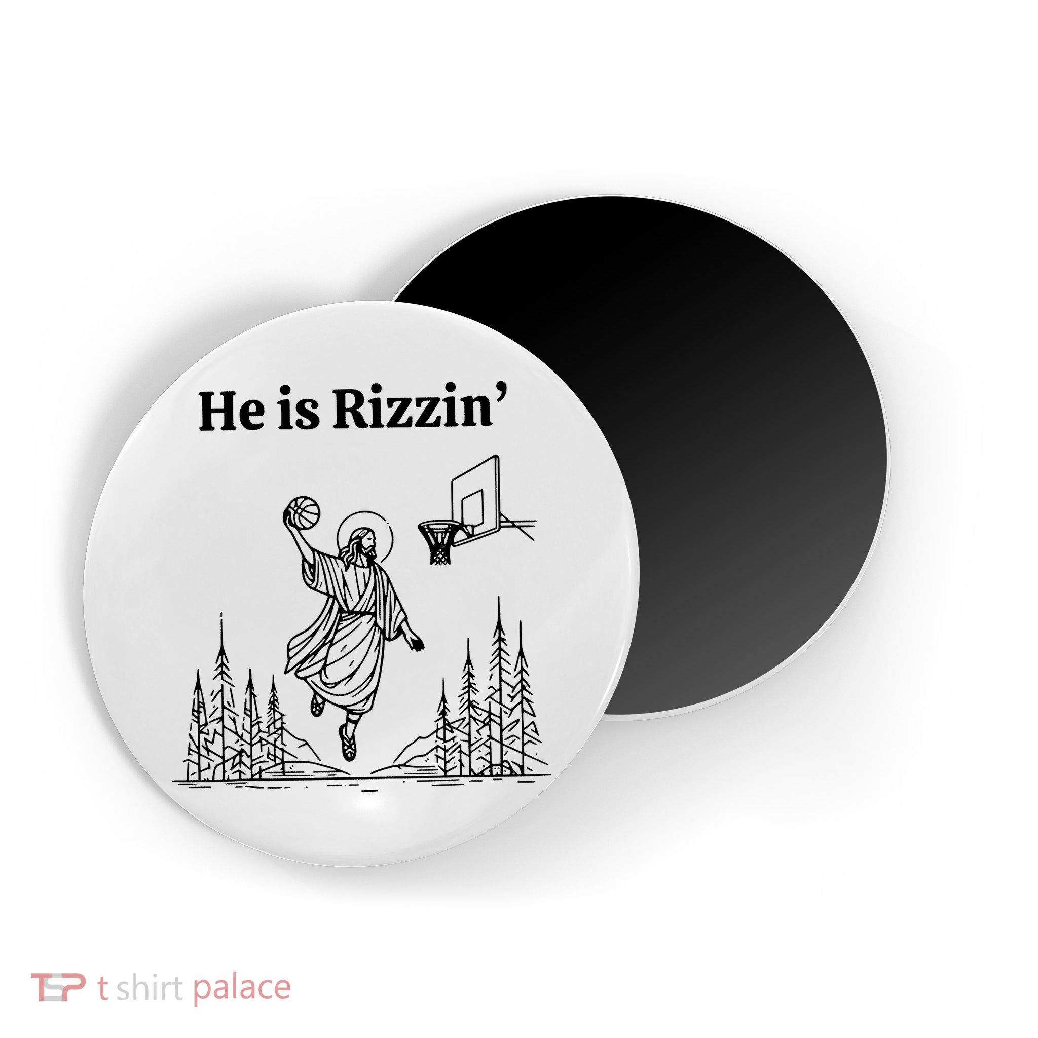He Is Rizzin Funny Basketball Retro Christian Religious Magnet