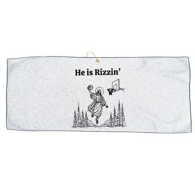 He Is Rizzin Funny Basketball Retro Christian Religious Large Microfiber Waffle Golf Towel