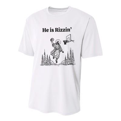 He Is Rizzin Funny Basketball Retro Christian Religious Youth Performance Sprint T-Shirt