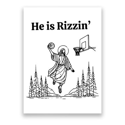 He Is Rizzin Funny Basketball Retro Christian Religious Poster