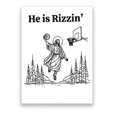 He Is Rizzin Funny Basketball Retro Christian Religious Poster