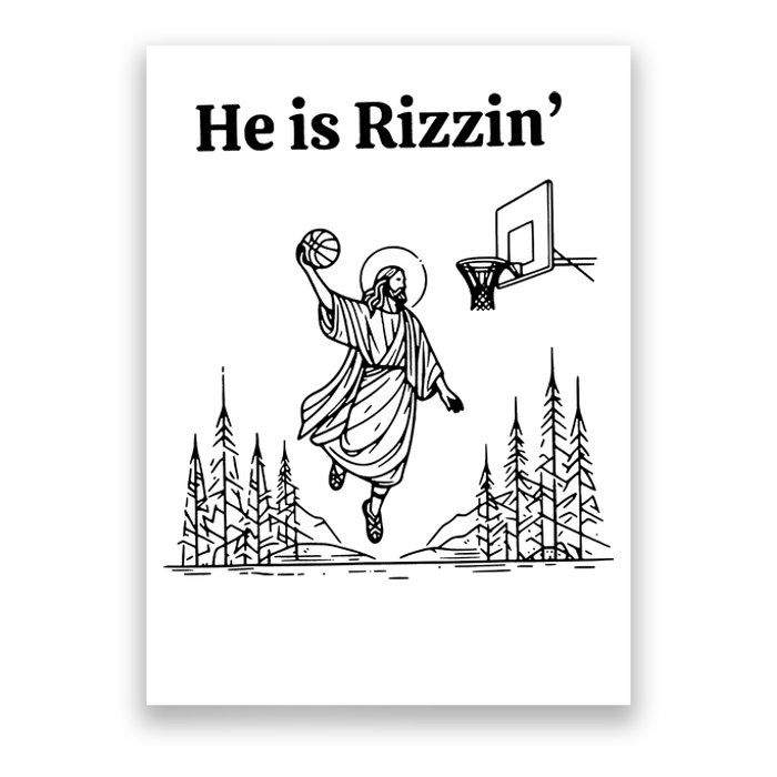 He Is Rizzin Funny Basketball Retro Christian Religious Poster