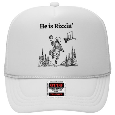 He Is Rizzin Funny Basketball Retro Christian Religious Trucker Hat