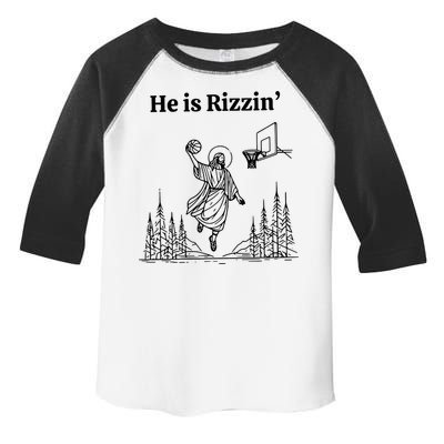 He Is Rizzin Funny Basketball Retro Christian Religious Toddler Fine Jersey T-Shirt