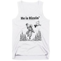 He Is Rizzin Funny Basketball Retro Christian Religious Tank Top