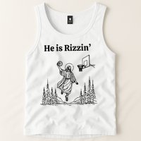 He Is Rizzin Funny Basketball Retro Christian Religious Tank Top