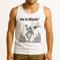 He Is Rizzin Funny Basketball Retro Christian Religious Tank Top